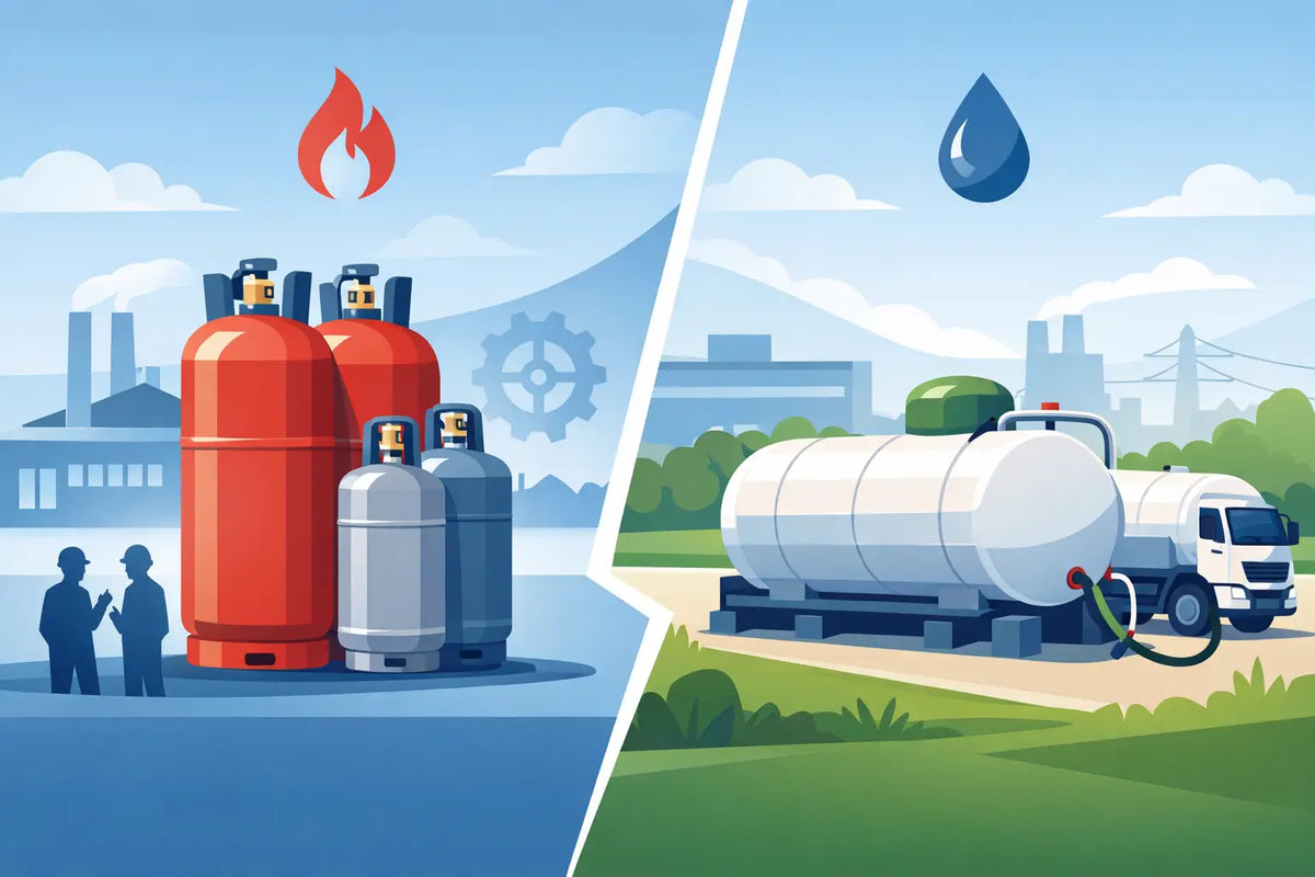 Gasflaschen oder Tankversorgung im Betrieb?