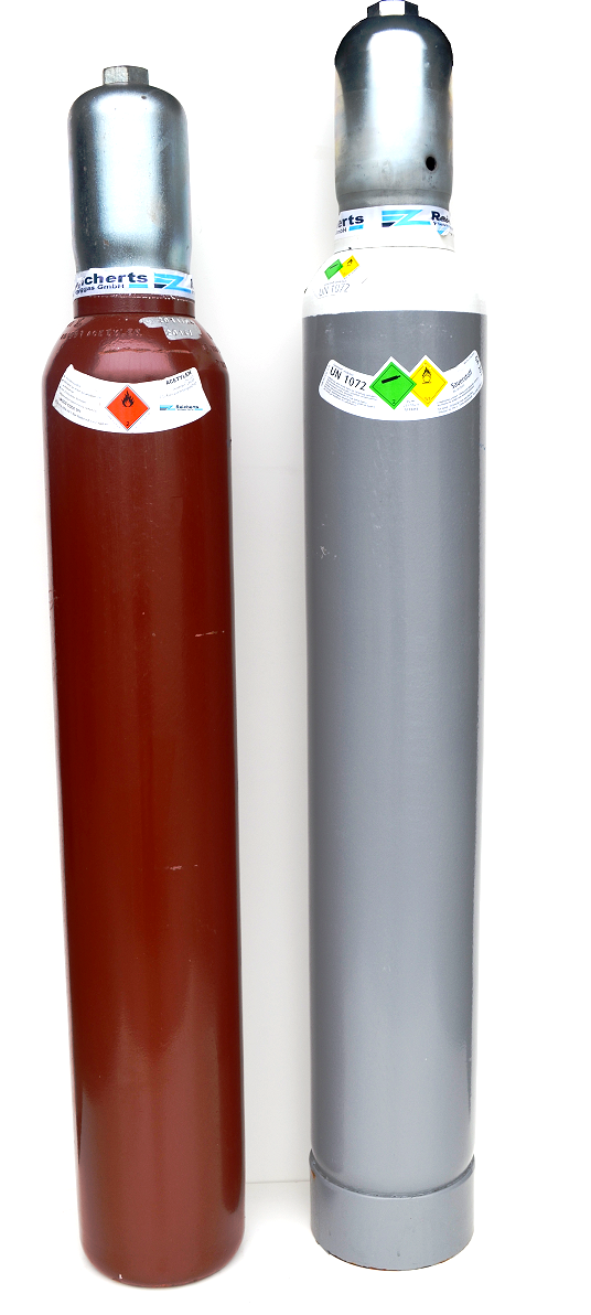 Acetylen + Sauerstoff Pärchen 10 Liter gefüllt