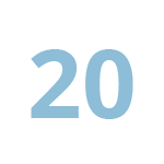 Icon Zahl 20 in Hellblau